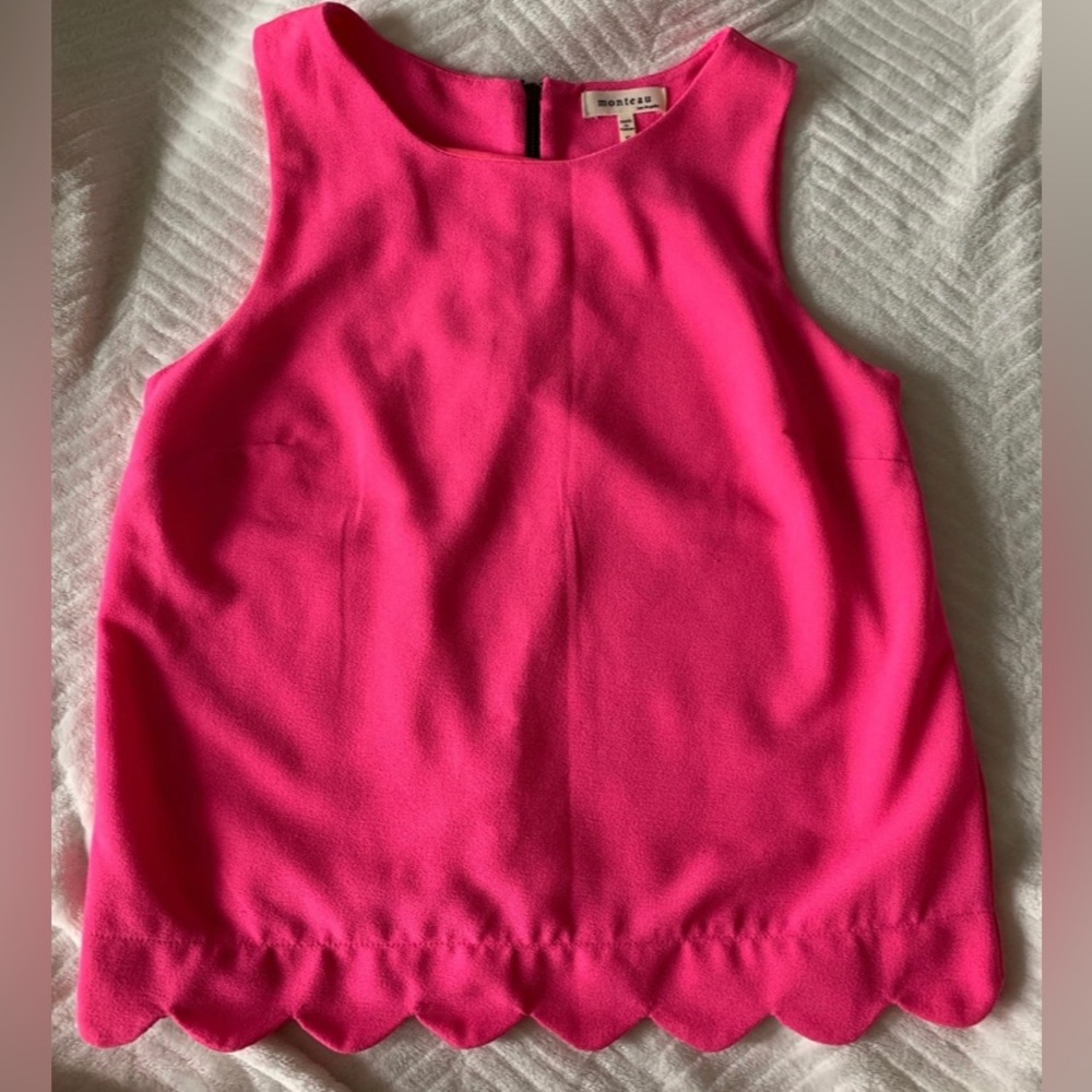 MONTEAU scalloped tank top womens small
